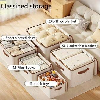 1pc Large Capacity Lidded Clothes Storage Box, Multi-Functional Foldable Waterproof Storage Container, Dustproof & Moisture-Proof, Stackable, Wardrobe Organizer Box, Bedroom Storage Box, Lockable (Lock Needs To Be Purchased Separately)