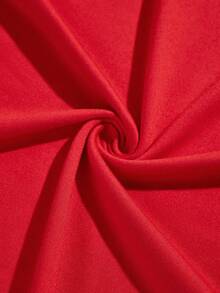 Elegant Asymmetrical Off-The-Shoulder Dress – Fitted Silhouette With Pleated Details, Ideal For Spring/Summer Evening Wear, Parties, Nightclubs & Fashionable Weddings - Red - View 10