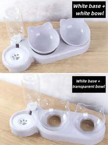 2-In-1 Cat Food And Water Bowl Set, Dry And Wet Separated, Durable Plastic Material, Pet Feeding And Drinking Station, Easy To Clean, Suitable For Various Pets To Supplement Water And Healthy Diet. - 500ml - View 5