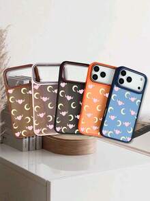 Celestial Angel Heart Wings And Moon Pattern Phone Case, Soft Pink Aesthetic, Dreamy Magical Cute Stars, Suitable For Women's Daily Use Phone Case, Compatible With Iphone 17promax/17pro/17/17Air/16promax/16pro/16plus/16e/16/15promax/15pro/15plus/15/14promax/14pro/14plus/14/13promax/13pro/13/12promax/12pro/12/11promax/11pro/11 - Dark Blue(深藍色) - 查看 3