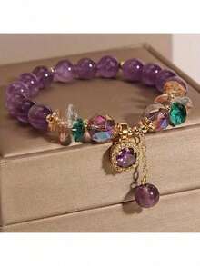 Luxury Amethyst Bead Bracelet With Rough Decoration - Ladies' Chic Jewelry, Daily Use, Mother's Day Gift, All-Year-Round Fashion Accessories - Multicolor - View 5