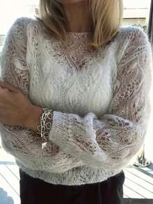 Women's Knitted Sheer Hollow-Out Long Sleeve Top, Suitable For Dates, Vacations, And Everyday Wear, Spring/Summer White - White - View 5
