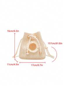 Strawberry Fashion New Shoulder Crossbody Bag Handbag Commuter Bag Drawstring Bucket Bag Minimalist Sunflower Shoulder Bag - Beige - View 5