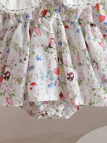 Baby Girl Fashionable & Cute Floral Embroidered Romper - Multicolor - View 6