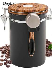 Dengcoo 1个1.8升咖啡罐，咖啡豆密封储存罐，不锈钢厨房食品储存容器，带日期追踪器和量勺，咖啡配件，适用于研磨咖啡、咖啡豆、茶叶、糖、面粉、谷物等。 - 彩色 - 查看 8