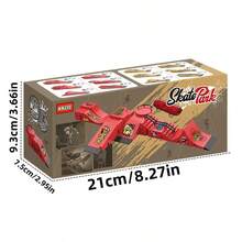 六合一手指滑板游戏套装，包含U型坡道、手指滑板、训练道具和配件，适合作为节日礼物 - 彩色 - 查看 8