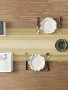 1pc Linen Look Table Runner, Solid Color Modern Linen-Like Table Mat, Washable For Kitchen, Dining Table, Party, Wedding Decor, Foyer, Home Gathering, Coffee Table - Khaki - View 2