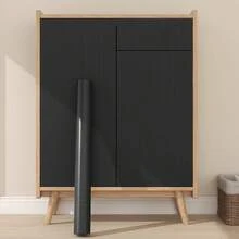 40cm X 5m Black Wood Grain Vinyl Contact Paper, Self-Adhesive Plastic Wrap, Wallpaper For Furniture, Countertops, Kitchen Shelves, Cabinets - Black - View 7