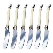 4/6/8Pcs Cuchillos de Mantequilla Espátula de Mantequilla Acero Inoxidable Esparcidor de Mermelada Cortador de Pastel de Plástico Blanco Cuchillo Esparcidor de Queso - 6 piezas - Ver 11