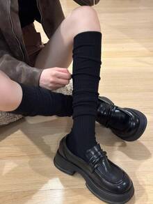 1双 - 灰色过膝长袜，修身韩版甜美酷炫少女保暖腿套，春夏款 - 彩色 - 查看 6