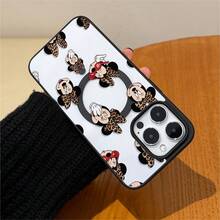 Disney.‌ Minnie Mouse Patterned Phone Case With Leopard Print Bow Design. Compatible With IPhone 17, 16, 15, 14, 13, 12, And 11 Pro Models. Made Of TPU Material, Offering Shockproof Protection. Ideal Gift For Family, Friends, Birthdays, Holidays, And Valentine's Day. - màu đen - Xem 3