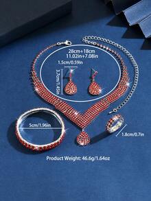 4pcs/5pcs/Set Includes (1 Necklace + 1 Pair Of Earrings + 1 Bracelet + 1 Ring). The French Romantic Fringed Earrings And Bracelet Make Up A Fashionable Jewelry Set Suitable For Daily Wear, Weddings, Parties, And Other Occasions. - Black - View 11