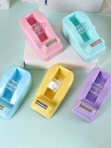 1pc Macaron Color Tape Dispenser, Small Packaging Tape, Student & Office Supplies Tape Cutter, Suitable For Office Supplies, Desktop Accessories, School Supplies, Planning Supplies, Stationery, Study Essentials - Multicolor - View 6