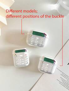 Numeric Painted Transparent Earphone Case With Detachable Buttons, Fashion Bluetooth Headphone Protective Cover Compatible With AirPods, Pro, 3, Pro (2nd Generation), 1/2 - Multicolor - View 8