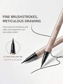NOVO Waterproof, Sweat-Proof, Smudge-Proof Liquid Eyeliner Pen, Long-Lasting, Ideal For Beginners, Fine Soft Bristles, Suitable For Women, Makeup, Winter, Y2K Fashion, Birthday Gift, Party, Best Color - 02#Natural Brown - View 6