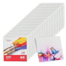 Canvases For Painting - Pack Of 24, 5 X 5 Inch Blank White Canvas Boards - 1OO% Cotton Art Panels For Oil, Acrylic & Watercolor Paint - 5x5吋-24個 - 查看 1