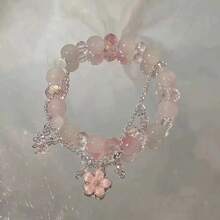 A Glass Bead Bracelet, Women's Accessory Bracelet, Suitable For Everyday Work Wear - Pink - View 2