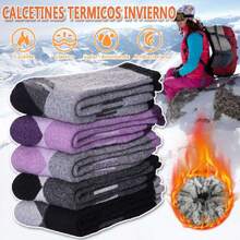 5 Pares Calcetines Termicos Mujer Frio Extremo,Calcetas Lana Merino Para Senderismo,Calcetines Invierno Para Nieve,Esquiar,Calcetines Mujer Largos Gruesos y Frío,40046241 - Multicolor - Ver 2