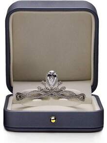 ¡RecomendadoOirlv - Preciosa caja de regalo para anillo, fabricada en piel prémium para boda, proposición de matrimonio.Estuche para joyería (azul acero)¡Top de Temporada - Collar/Baracelet/Caja de cadena larga - Ver 8