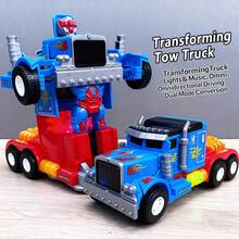Transforming Truck Robot Toy Model With Lights And Music, A Cool And Intelligent Toy Suitable As Birthday Gift For 3, 4, 5, 6 Year Old Boys - Transformer Tractor Unit - View 4