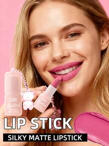 USHAS 丝绒哑光唇膏，配有可爱小熊吊坠，显色度高，不拔干，持久不脱色，丝绒柔焦质感，打造迷人唇妆。 - #01 - 查看 4