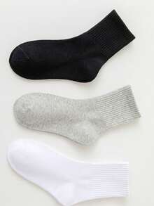 3双纯色儿童袜子，适合返校季和整个季节 - 彩色 - 查看 1