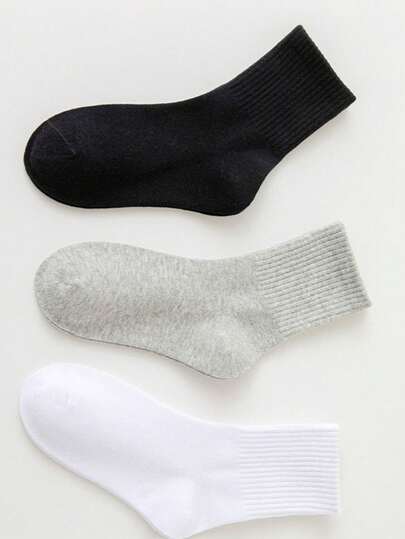 3双纯色儿童袜子，适合返校季和整个季节