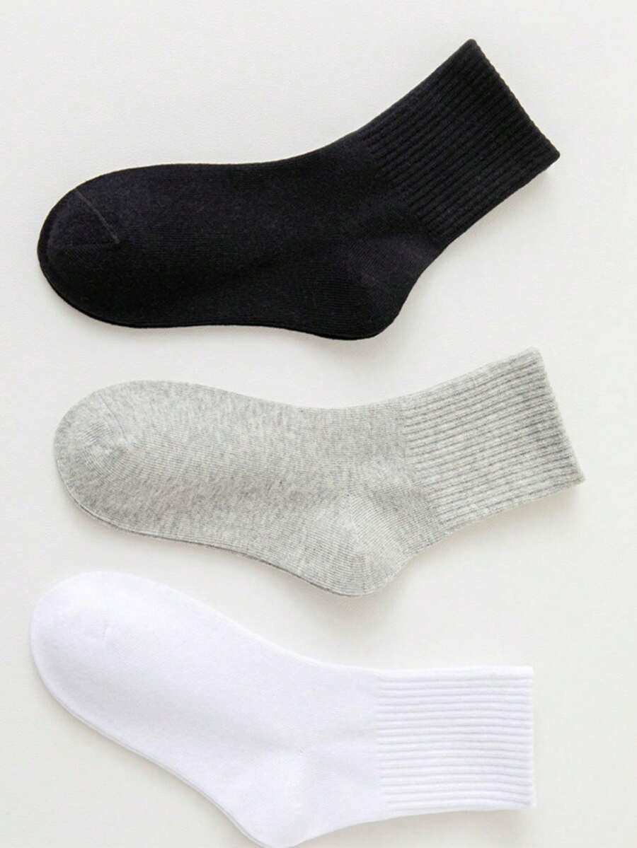 3双纯色儿童袜子，适合返校季和整个季节 - 彩色 - 查看 1