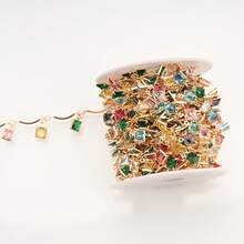 1 Meter Colorful Zirconia Handmade Square-Shaped Zirconia Chain Accessory Jewelry Making Chains For Women Jewelry Making Clothing Shoes And Bags Making Chains Accessory