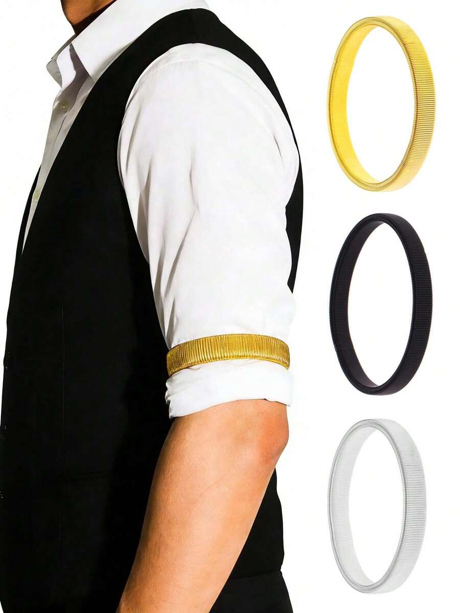 2/6pcs Shirt Sleeve Holder, Elastic Metal Armband, Non-Slip Sleeve Cuffs, Unisex