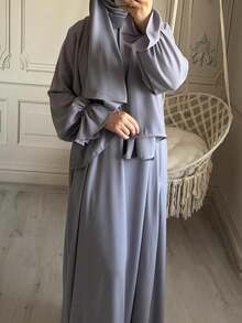 1pc Nida Fabric Scarf Attached Abaya Khimar, Suitable For Women's Daily Wear And Prayer, All Season