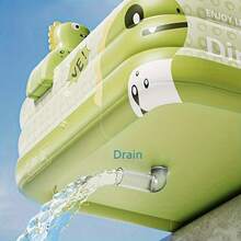 Dinosaur Theme Inflatable Large Outdoor Swimming Pool, Family Inflatable Swimming Pool, PVC Material, Foldable Portable Rectangular Design, Suitable For Family Water Entertainment, Yard Party, Outdoor Summer Fun, Backyard Recreation, Dinosaur Theme Design, Smooth Surface, Large Capacity Water Activities - 綠色 - 查看 6