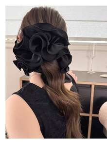 1个缎面褶皱荷叶边发圈，简约优雅发绳，休闲涤纶发圈，适合春夏秋冬四季，可作马尾辫发圈、发圈、发绳 - 彩色 - 查看 3