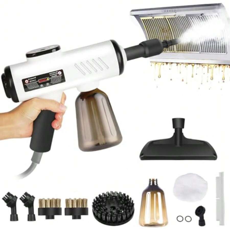 CYPNLimpiador Pistola Vapor Portátil a Presión de Alta Temperatura con 7 Boquillas y Tanque de 600 ml Máquina de Limpieza para Cocina Baño y Muebles 3 Niveles Ajustables BlancoFashion - como en la foto - Ver 1