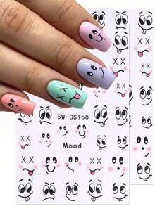 Cute Cartoon Eyes Nail Stickers, Nail Art Decals, DIY Manicure, Great For Nail Salons And Retail Nails Nail Supplies - Multicolor - View 2