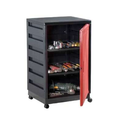 CYPNItalhome Mueble De Plástico En Color Negro Rojo con 3 Repisas Cajonera Organizador Multiusos con Ruedas ArnoFashion