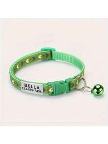 Personalized Cat Collar, Soft Corduroy Cat Collar With Bell Pendant And Pet ID Tag, Customizable With Pet Name And Phone Number, Anti-Lost Cat Collar - Multicolor - View 14