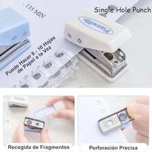 Juego de Suministros de Oficina,Mini Kit de Suministros de Oficina Portáti, Juego de 8 Accesorios de Computadora con Tijeras,Mini Grapadora, Perforadora de Agujeros,Cinta Adhesiva etc. (blanco) - Blanco - Ver 3