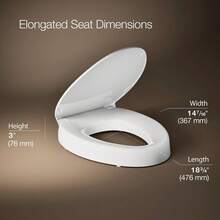 CYPNKOHLER 25875-0 Hyten - Asiento de inodoro alargado de cierre suave elevado asiento contorneado con parachoques apretados herrajes de fijación rápida asiento de inodoro sin golpe color blancoFashion - Blanco - Ver 4