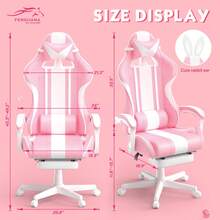FER-GAMER Pink Gaming Chair With Footrest High Back Ergonomic Office Gamer Chair With Massage And Headrest Lumbar Support Swivel Computer Game Chair Cute Bunny Ears For Adults - Hồng - Xem 2