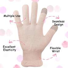 Eczema Gloves  Cotton Moisturizing Gloves For Dry Hands, Eczema, SPA, Overnight Lotion, 2 Pairs With Touchscreen Fingers (Pink Thin) - 粉色 - 查看 5