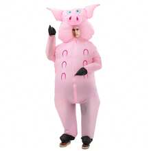 Valentine's Day Sweet New Pose! Pink Pig Inflatable Costume, Couples Funny & Sweet Photo Prop Cartoon Fabric