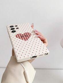 Perforated Straight Edge Polka Dot Bow Heart Painted Silicone Wrist Strap Thick Shockproof Phone Case Compatible With Samsung Galaxy S25/S25PLUS/S25 Ultra/A16/A36/A26/A56/A50/A12/A32/A52/A72/A51/A21S/A13/A14/S24/S24PLUS/S24Ultra,S22/A52/A53/A54/A55S23/ Compatible With Xiaomi 11/12Pro/12/12X/13/14/15/13Pro/14Pro/15Pro/, Compatible With Redmi 10/9/Note9/12c/Note11pro/Note8Pro - Multicolor - View 3