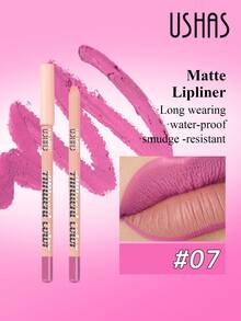 USHAS哑光唇线笔，14种颜色可选，勾勒完美唇形，轻松打造精准唇妆，是唇膏的理想搭档，新手必备美妆工具，美容专家推荐，24小时防晕染 - #07 - 查看 2