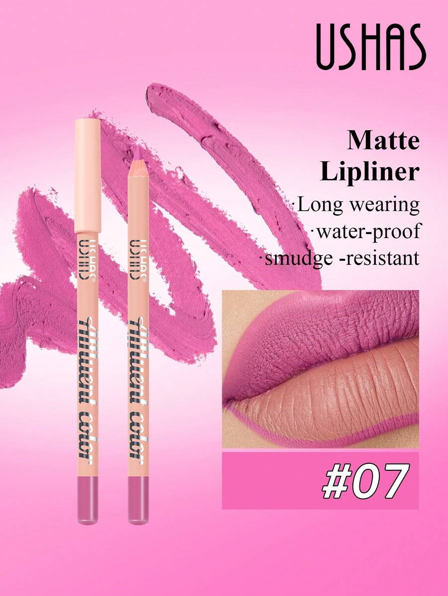 USHAS哑光唇线笔，14种颜色可选，勾勒完美唇形，轻松打造精准唇妆，是唇膏的理想搭档，新手必备美妆工具，美容专家推荐，24小时防晕染