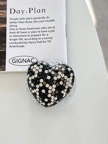 Adjustable Heart-Shaped Element 1pc Sparkling Diamond Heart-Shaped Phone Stand Adhesive Telescopic Desktop Phone Holder Phone Grip Holder Valentine's Day Gift For Family And Friends - Multicolor - View 11