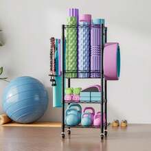 CYPNRack para Mancuernas de Gimnasio en CasaOrganizador de Cochera para Equipos Deportivos Estante de Almacenaje Multifuncional con Ganchos y RuedasFashion - como en la foto - Ver 7