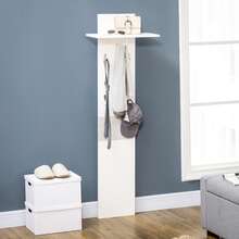 HOMCOM Perchero de Pared con 4 Ganchos Estante de Pared de Almacenamiento con Barra Colgante de Aluminio para Entrada Dormitorio Pasillo 50x23,5x160 cm Blanco - Blanco - Ver 4