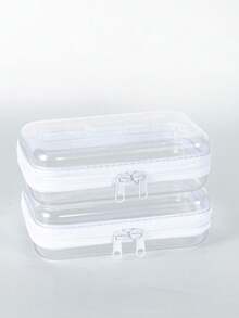 1个PVC旅行收纳包，可装洗漱用品和化妆品，拉链设计，也可装衣服和鞋子，旅行洗漱包，PVC拉链袋，情人节、斋月、返校季礼物 - 白色 - 查看 5