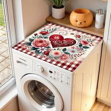 1pc Heart, Flower, Plaid Pattern Printed Washing Machine Dust Cover Mat, Rubber Soft Bottom, Laundry Room Accessory, Washing Machine Top Protective Pad, Quick Drying, Refrigerator Dust Cover, Coffee Maker Countertop Absorbent Mat, Diatomite Draining Mat, Modern Laundry Room And Kitchen Appliance Washing Machine And Dryer Dust Cover, Home Decor, Kitchen & Dining Decor - Multicolor - View 5